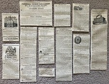 Antique Antebellum 1840's Ephemera Newspaper Advertisements Clippings Lot of 16 picture