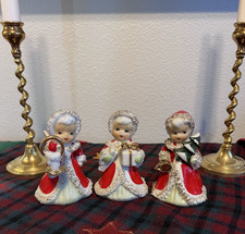 Vintage Lefton Christmas Angel Bells Lot of 3 1950s MCM Trio Angels picture