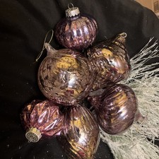 Exquisite Pink Mercury Glass Christmas Ornaments set of 6.   4large 2 Small picture