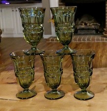 5 Fostoria Argus Green Footed Iced Tea Tumblers Goblets Henry Ford Museum  picture