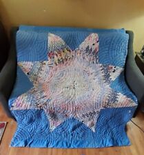 VTG 1930 Lone Star Quilt in Pastels and Yellow Background 80x60 DATED BLEMISHED picture