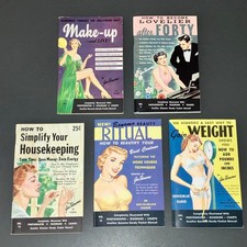 1950s Joe Bonomo 5 Beauty Self-Help Pocket Manuals Lot Makeup Diet Housekeeping picture