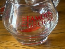 2 Pair (4 glasses) Famous Grouse Whisky Nosing Glasses Red Logo Bubble Base 8cm picture