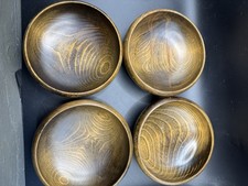 Vintage Woven Wood Salad Bowls Set of 4 Mid Century Modern Mixed Grain Retro picture