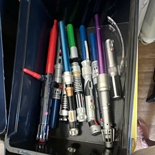 Hasbro Star Wars Toy Lightsaber Hilt Replica Lot Silver & Multicolor (2004) picture
