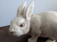 French Ceramic Rabbit Figurine Crackle Glaze Vintage 1930's picture