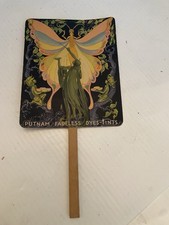 1920s Putnam Dyes Advertising Fan Kohls Cash Market Volga Iowa Art Nouveau picture