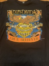 Vtg 1990s  HARLEY DAVIDSON Motors Fun Wear *DOUBLE SIDED* shirt True Believer L picture