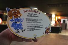 MCDONALD'S PLAYLAND RULES PORCELAIN METAL SIGN GAS OIL FAST FOOD DRIVE HAMBURGER picture