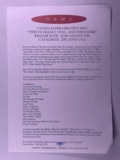 Cyndi Lauper Press Release Original Epic Twelve Deadly Sins and then Some 1994 picture