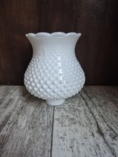 Vintage White Milk Glass Hobnail Hurricane Oil Light Lamp Shade Chimney Globe  picture