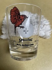 Glassware Set 1 Dot Spalding Hole-in-one Club. 8 Piece Vintage Glass Tumblers picture
