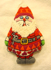 1983 Enesco Cloth Santa Clause Embroidered Ornament picture