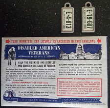 VTG 1951 Washington State Disabled Veterans Miniature Car License Tags picture
