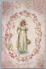 Art Nouveau Embossed Reward of Merit 1907 Card Young Woman picture