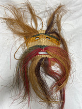 Vtg Handcrafted Natural Woven Grass Wicker Rattan Straw Mask Tribal Folk Art picture
