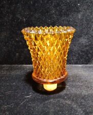Homco Amber Glass Diamond Point Peg Votive Candle Holder Home Interior 3.75