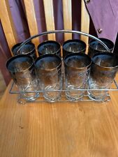 8 Dorothy Thorpe Ombre Silver Fade Embossed Grape Highball Glasses & Carrier picture