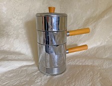 Vtg 30s 40s Chase Art Deco Chrome Nesting Individual Coffee Breakfast Set VGC picture