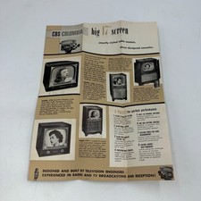 1952 CBS-Columbia Television Sales Brochure Foldout 17 20 Inch TV Radio picture