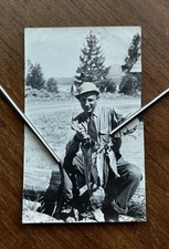 Antique 1920 Lake Trout Caught at Big Bear Man with Fish Fishing Photo picture