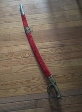 Vintage 30s Cavalry Saber Sword w/ Curved Blade & Persian Red Velvet Sheath 33