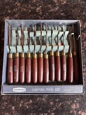 Vintage Marples 12 Piece Wood Carving Set Wood With Box and Blade Sharpeners picture