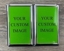 YOU CHOOSE THE IMAGE Custom Cigarette Case with Built in Lighter Metal Wallet picture