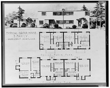 Greenbelt Maryland 1936 Typical Group House 3 Family Floor Plan Sketch picture