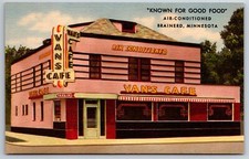 Brainerd Minnesota~Van's Cafe~Roadside~Linen Postcard picture