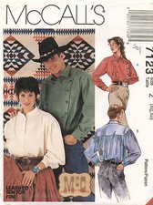 1990's VTG McCall's Men's and Misses' Western Shirts Pattern 7123 XL,XXL UNCUT picture