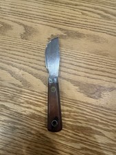 Vintage Curved Skiving Knife Wood Handle Stainless Steel Blade 3 Inch Blade picture