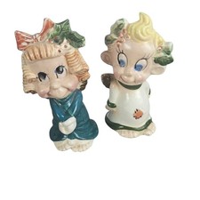 Vtg 1950s Kreiss Christmas Ceramic Angel Mistletoe Salt Pepper  Japan Kitschy picture