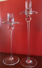 Vintage Pair Thomas ~Rosenthal~Candlesticks Holders Slender Clear Crystal~Modern picture