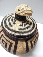 VINTAGE WOUNAAN INDIAN LIDDED FIGURAL BASKET - FINE + SELDOM SEEN EXAMPLE picture