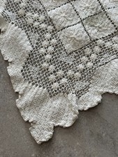 Vintage 1930s Handmade Crochet Lace Table Runner Cream White Cotton 35x13 Mint picture