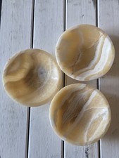 KCGS (3) Yellow Onyx Small Bowls (For Display)  4½in, Pakistan #1582 picture