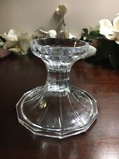 Clear Glass Candlestick Taper or 3”Pillar Candleholder Ribbed 12 Sided Base 4”T picture