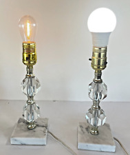 Pair (2) Vintage Stacked Glass Boudoir Table Lamps with Marble Base picture