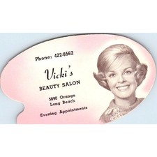 Vicki's Beauty Salon Long Beach Appointment Vintage Business Card SD8-B10 picture
