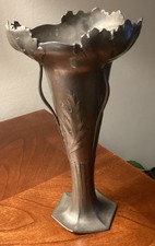 Orivit Jugendstil Pewter Poppy Relief Vase 2171 Germany Art Nouveau 1904 picture
