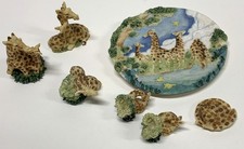 Vintage Giraffe Miniature Animals Mini Tea Set Figurines Safari Plate Popular Im picture
