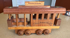 Vintage Wooden Trolley cable car - 10 Inches Long - 100% Wood, Healdsburg, CA picture