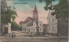 Mittenwalde Mark Town Square Church Monument Feldpost WWI Zibert 1918 Postcard picture