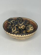 PERUVIAN SHIPIBO POTTERY BOWL, 1930-50 Filled With 16 Carved Monkey Balls? picture