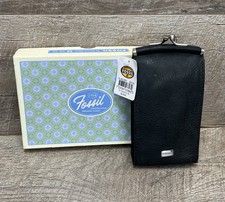 Vintage Fossil Black Genuine Pebble Leather Cigarette Case with Original Box picture