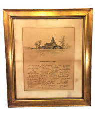 Tobin Engraving of Independence Hall 1899 w/ Facsimile Signatures of Declaration picture