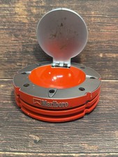 Vintage Marlboro Racing Fuel Cap Style Flip Top Red Metal Ashtray 4.7 in Rare picture