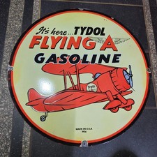 TYDOL FLYING GASOLINE PORCELAIN ENAMEL SIGN 29 X 29 INCHES picture