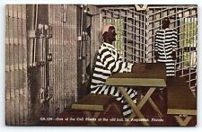 1956 ST AUGUSTINE FLORIDA CELL BLOCKS AT THE OLD JAIL LINEN POSTCARD P2682 picture